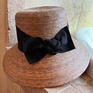Chic Straw Hat with Black Bow